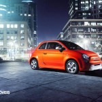 First images Fiat 500e profile right view 2013